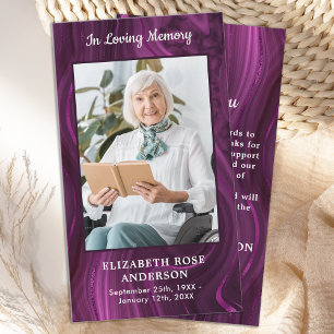 Modern Memorial Purple Marble Funeral Thank You Card