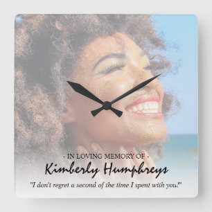 Modern Memorial Quote Photo Square Wall Clock