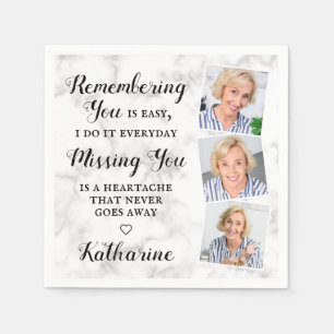 Modern Memorial Remembrance Custom Photo Funeral Napkin