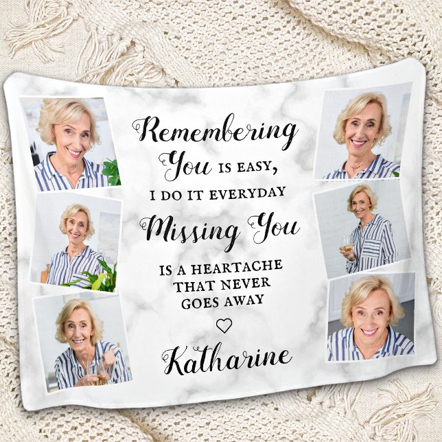 Modern Memorial Remembrance Keepsake Photo Collage Fleece Blanket (Creator Uploaded)