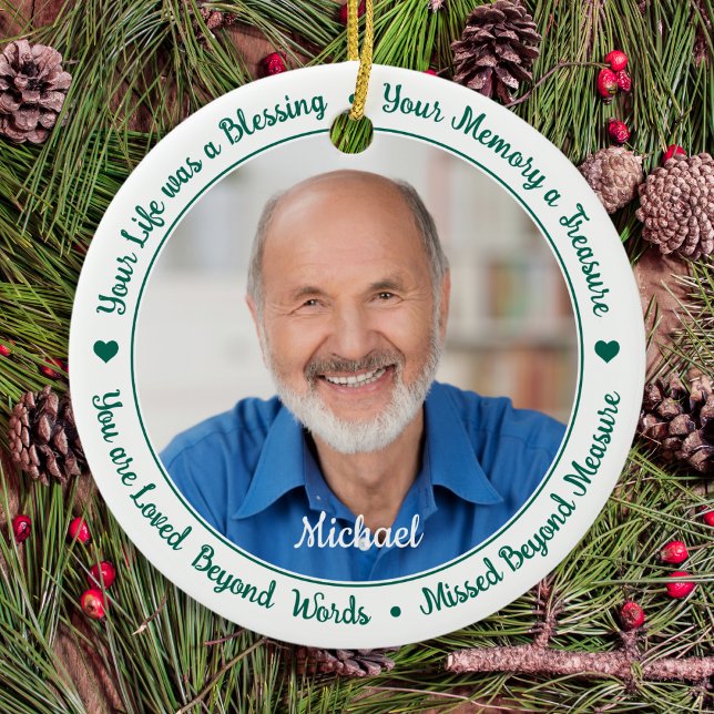 Modern Memorial Remembrance Poem 2 Photo Ceramic Ornament (Creator Uploaded)