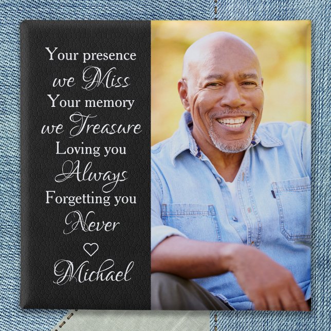 Modern Memorial Sympathy Remembrance Photo 15 Cm Square Badge (Creator Uploaded)