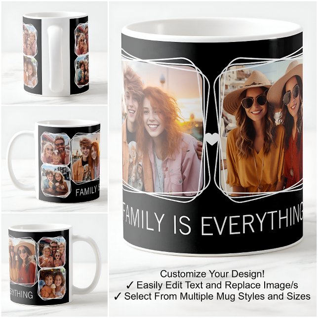 Modern Memory 6 Photo Collage Template Black C00 Coffee Mug (Creator Uploaded)