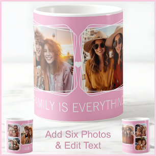 Modern Memory 6 Photo Collage Template Pink C90 Coffee Mug