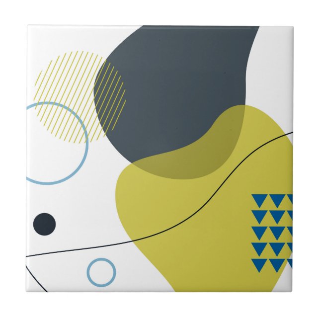 Modern, Memphis, cool, unique, trendy illustration Ceramic Tile (Front)