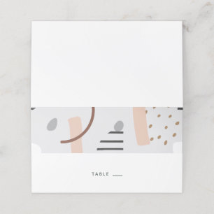 Modern Memphis Shapes Tan Escort Card/ Place Card