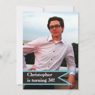 Modern men’s 30th birthday simple masculine photo invitation
