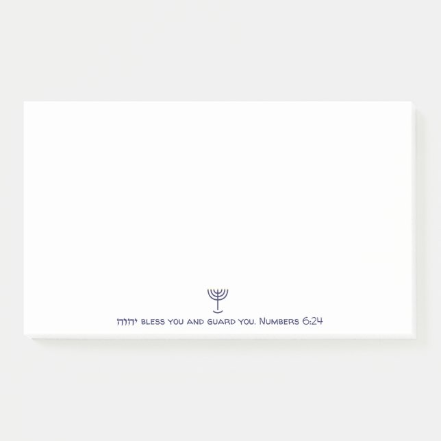 Modern Menorah Blessing Blue White Gold Graphic Post-it Notes (Front)