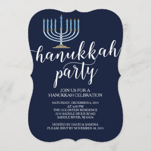 Modern Menorah Hanukkah Celebration Invitation