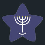 Modern Menorah White Navy Gold Graphic Star Sticker<br><div class="desc">Hebrew Menorah Sticker. Navy,  White,  Gold. Transferable and customisable.</div>