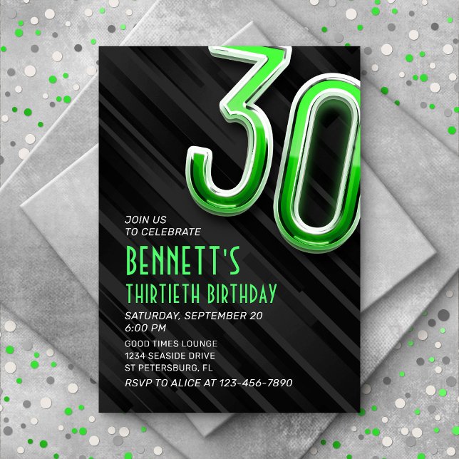 Modern Mens 30th Birthday Invitation (Creator Uploaded)