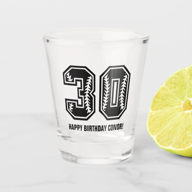 Modern Men's 30th Birthday Shot Glass (Front)