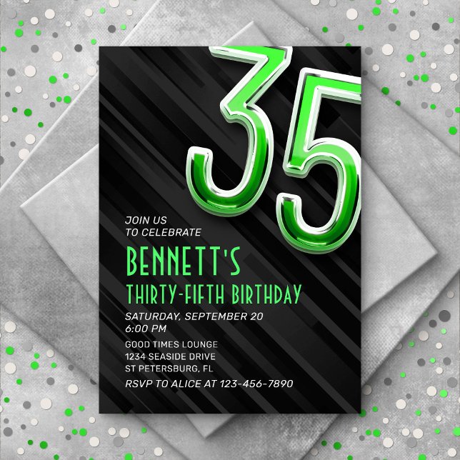Modern Mens 35th Birthday Invitation (Creator Uploaded)
