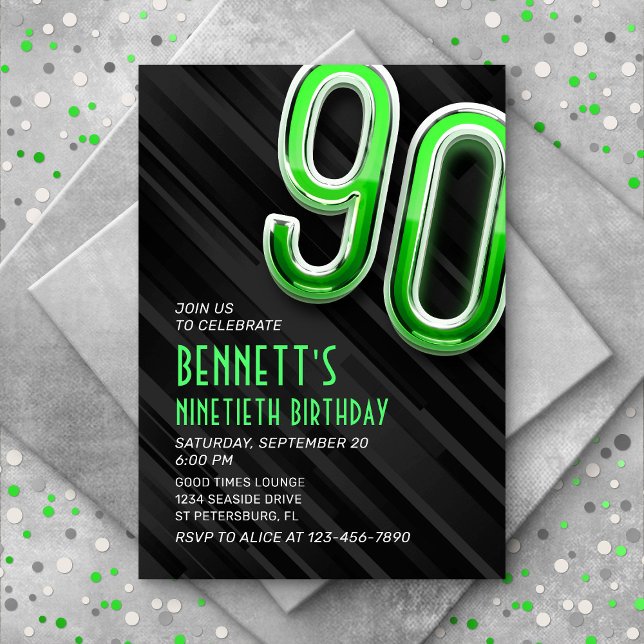 Modern Mens 90th Birthday Invitation (Creator Uploaded)
