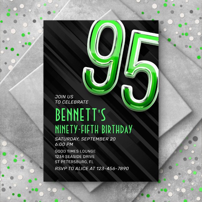 Modern Mens 95th Birthday Invitation (Creator Uploaded)