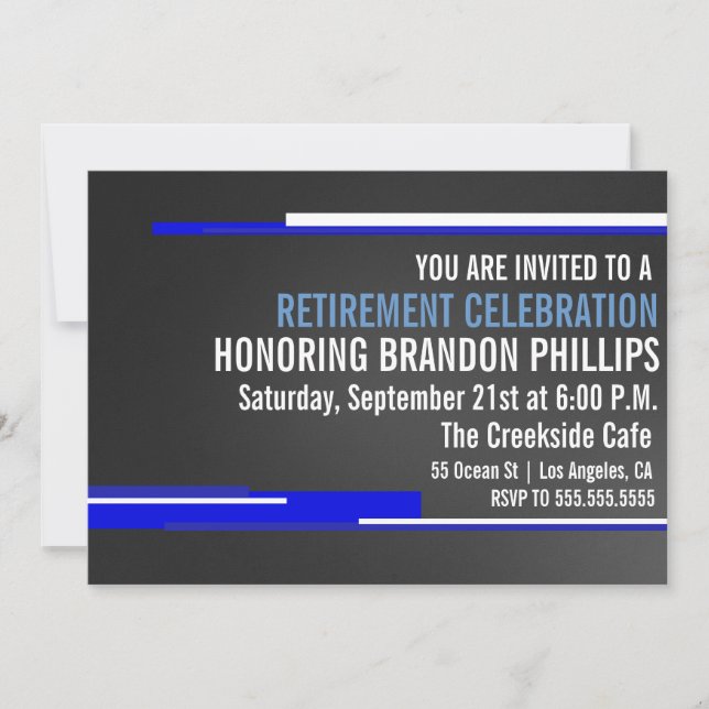 Modern Men's Retirement Party Celebration Invite (Front)