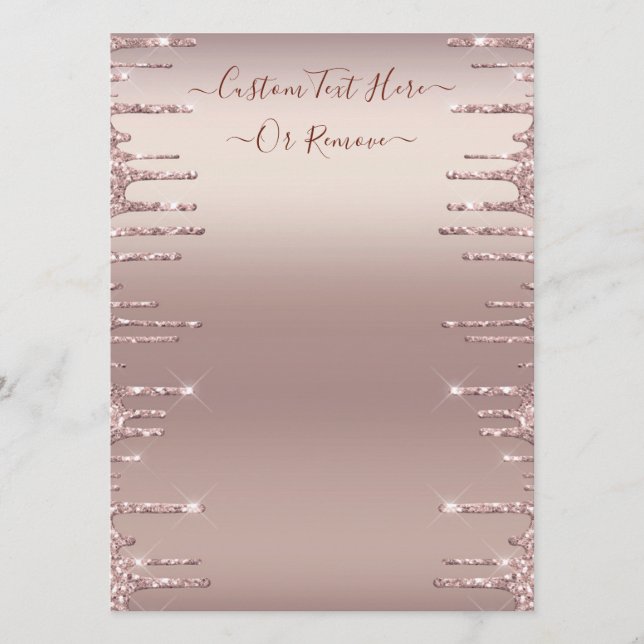 Modern Menu Rose Gold Blush Glitter Sparkle Drips (Front)