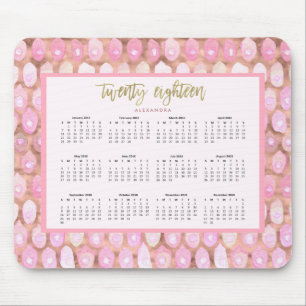 Modern Mermaid Glam Pink 2018 Calendar Mouse Pad