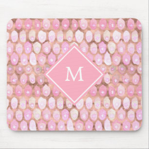 Modern Mermaid Glam Pink with Monogram Mouse Pad