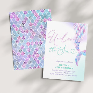 Modern Mermaid Under the Sea Birthday Invitation