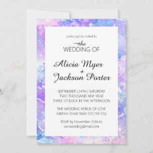 Modern Mermaid Watercolor Wedding Invitation 