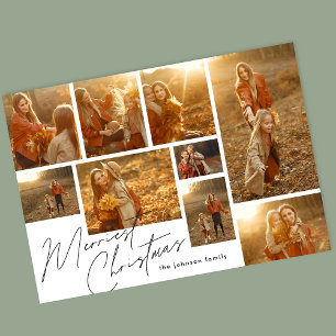 Modern Merriest 9 Multi Collage Photo Holiday Card