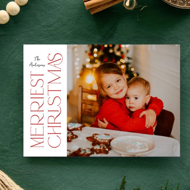 Modern Merriest Christmas Bold Photo Holiday Card (Creator Uploaded)