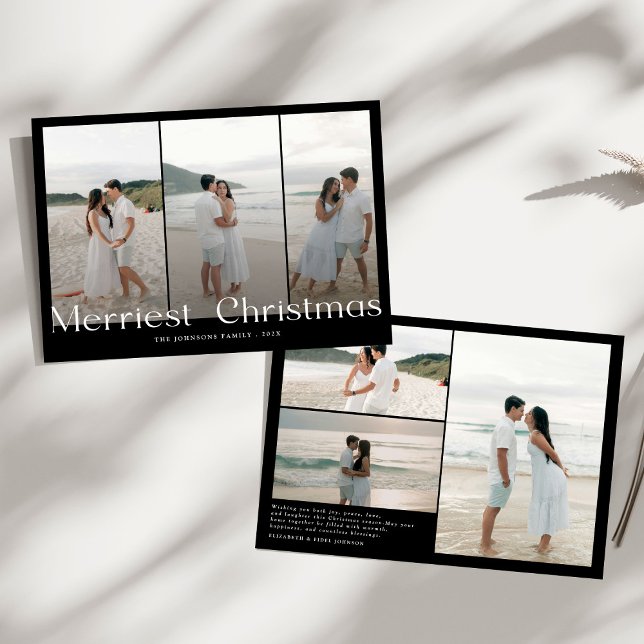 Modern Merriest Christmas Couples Photo Holiday Card (Creator Uploaded)
