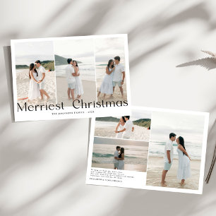 Modern Merriest Christmas Couples Photo Holiday Card