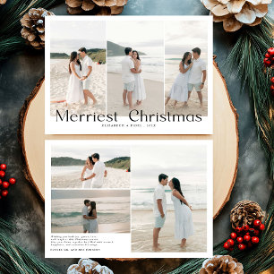 Modern Merriest Christmas Couples Photo Holiday Card