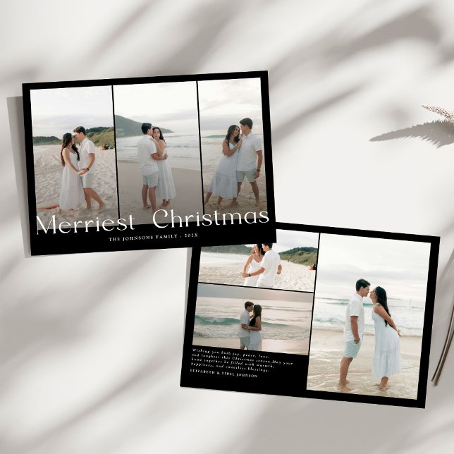 Modern Merriest Christmas Couples Photo Holiday Card (Creator Uploaded)