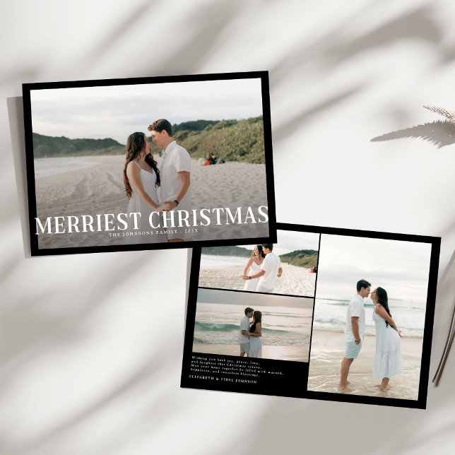 Modern Merriest Christmas Couples Photo Holiday Card (Creator Uploaded)