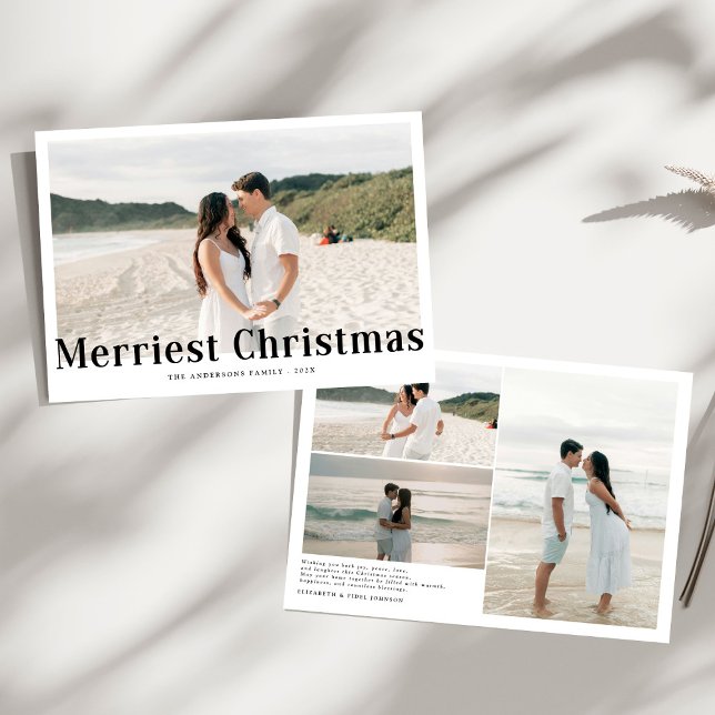 Modern Merriest Christmas Couples Photo Holiday Card (Creator Uploaded)