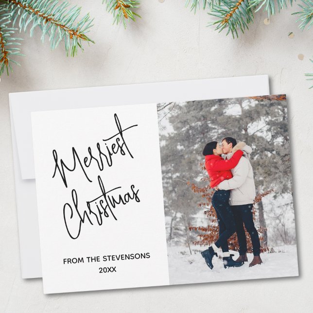 Modern Merriest Christmas Photo Name Holiday Card (Creator Uploaded)