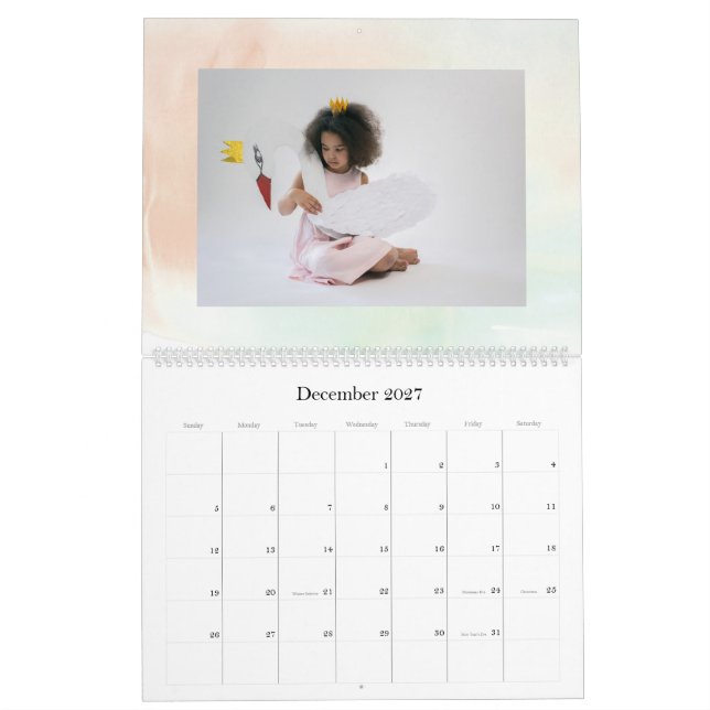 Modern Merriest Christmas Poinsettia Holiday Calendar (Dec 2027)