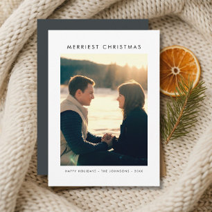 Modern Merriest Christmas Single Photo Minimalist Holiday Card