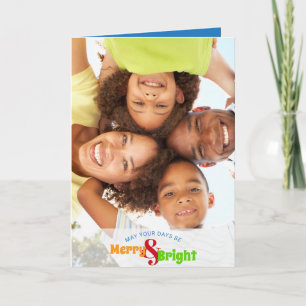  Modern Merry and Bright 2 Photo Colourful Lights Holiday Card