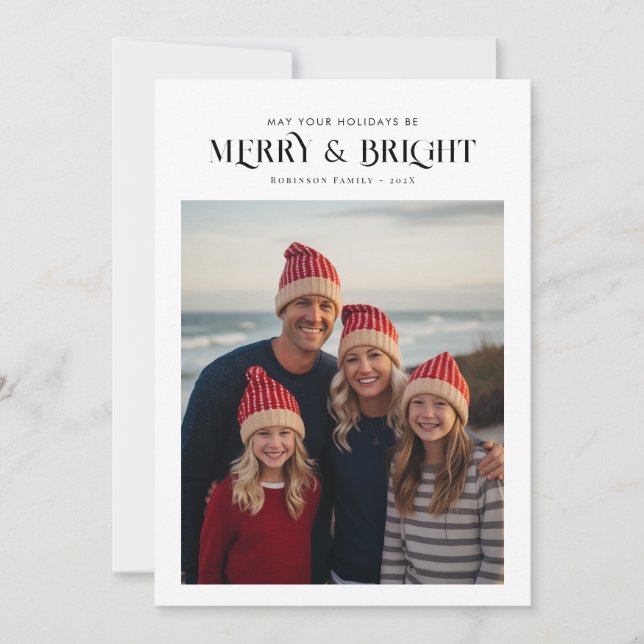 Modern merry and bright christmas card (Front)