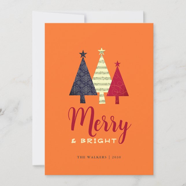 Modern Merry and Bright Christmas Holiday Card (Front)