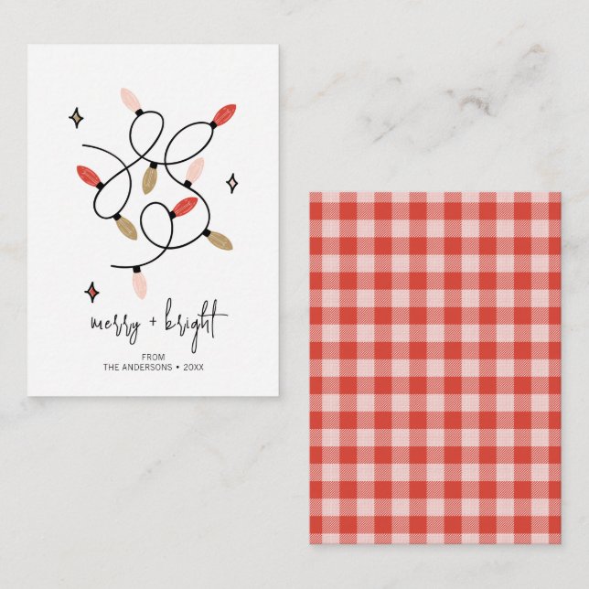 Modern Merry and  Bright Christmas Lights Holiday Card (Front/Back)