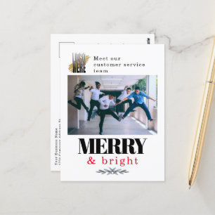 Modern Merry and Bright Company Photo Christmas  Postcard