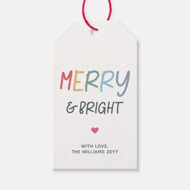 Modern Merry And Bright Gift Tags (Front)