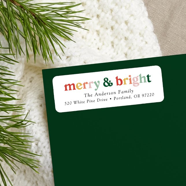 Modern Merry and Bright Holiday Return Address Label (Creator Uploaded)