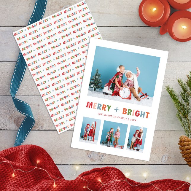 Modern Merry and Bright Photo Collage Holiday Card (Modern Merry and Bright Photo Collage Holiday Card
)