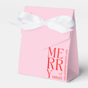 Modern Merry and Bright Red Pink Christmas Photo Favour Box