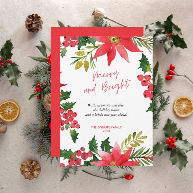Modern Merry and Bright Script Holiday Card (Creator Uploaded)
