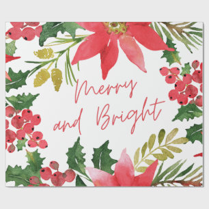 Modern Merry and Bright Script Wrapping Paper