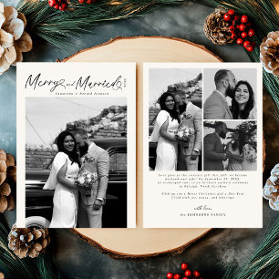 Modern Merry and Married Newlywed Script Christmas Holiday Card