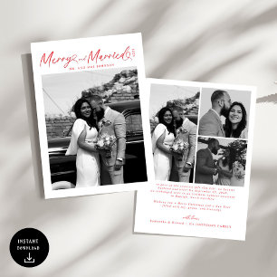 Modern Merry and Married Newlywed Script Christmas Holiday Card