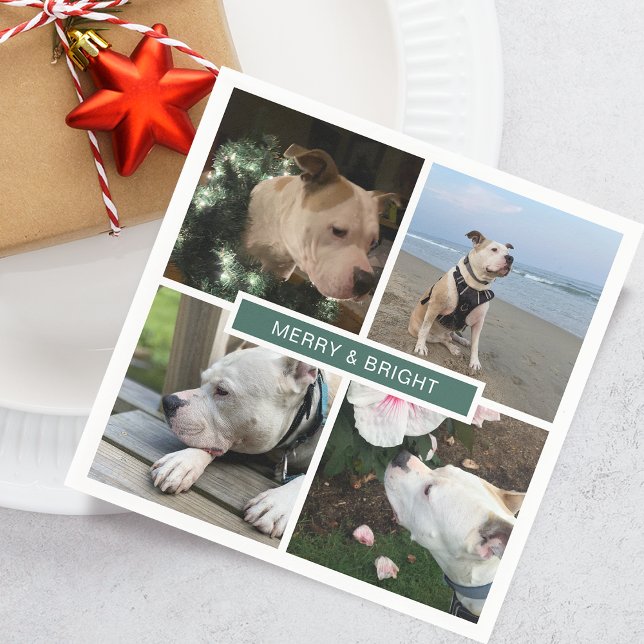 Modern Merry & Bright 4 Photos Grid Paper Napkin (Modern Merry & Bright 4 Photos Grid Paper Napkins)